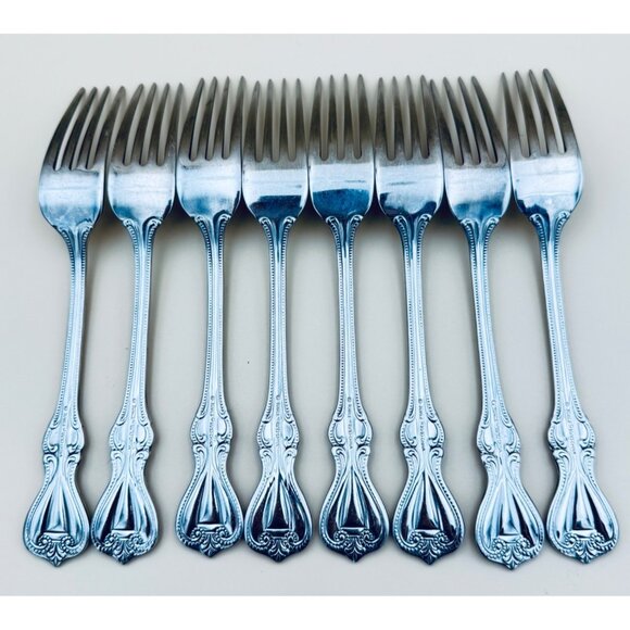 Set Of 8 Towle Old Colonial 18/10 Stainless 8" Dinner Forks Flatware - Picture 5 of 10
